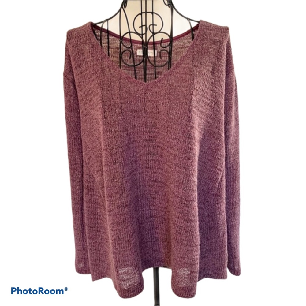 Aeropostale V-Neck Open Knit Purple Sweater Size M